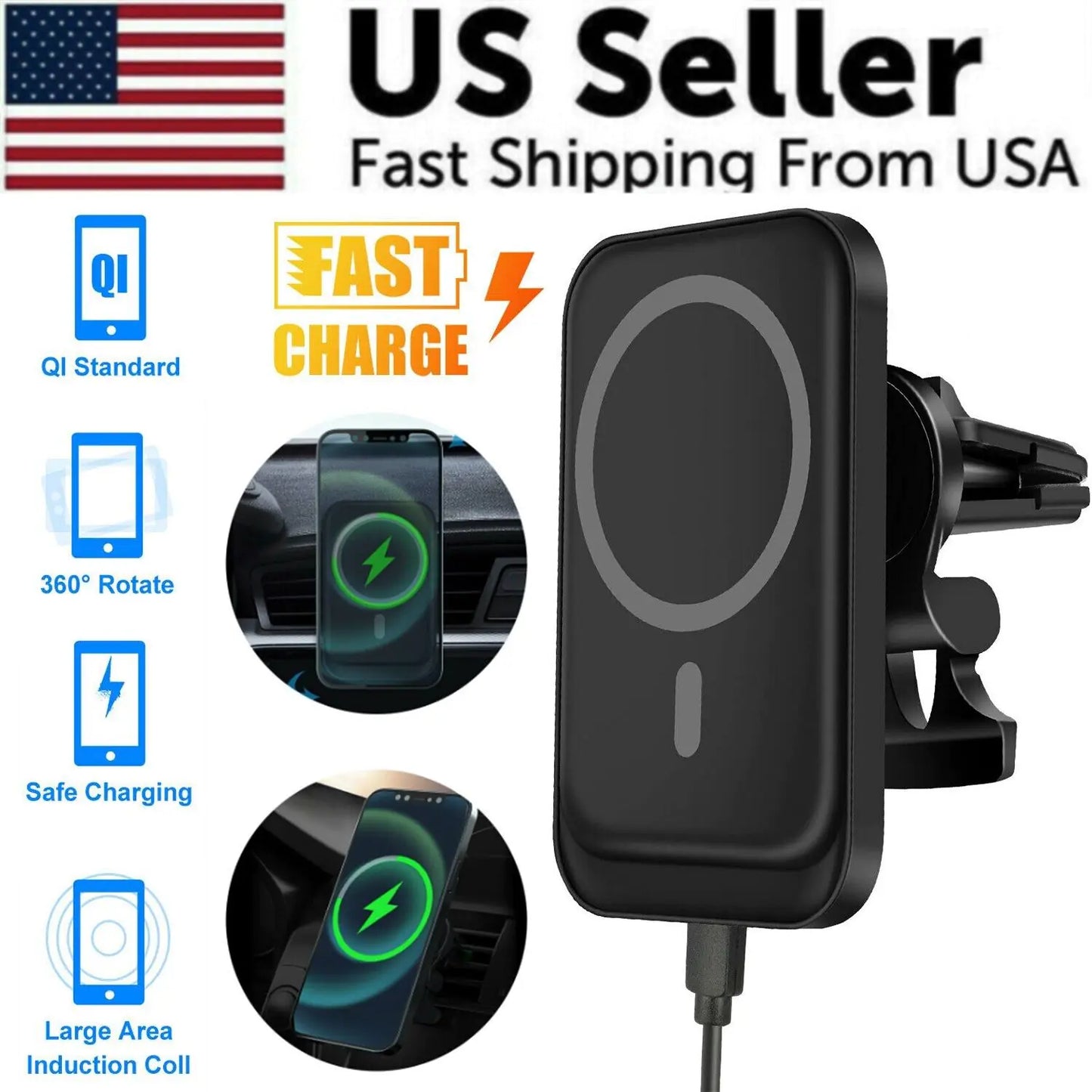 Magic Magnetic Wireless Charger Car Mount Holder For iPhone 12 13 14 Pro Max MagSafe