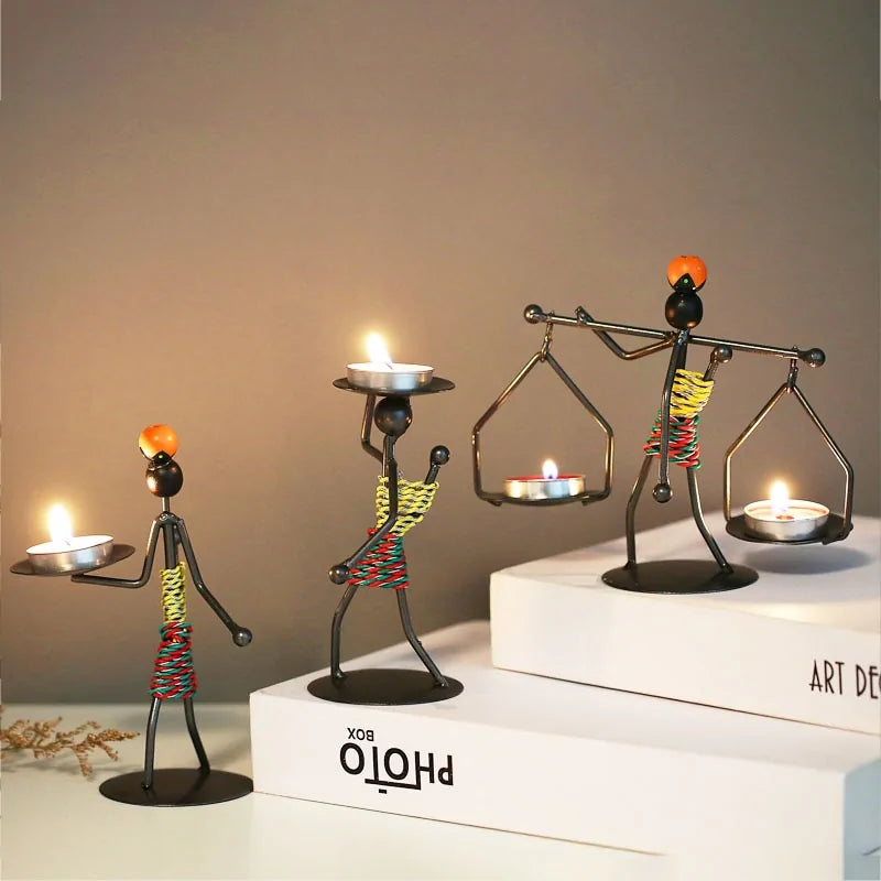 Elegant Art Nordic Metal Abstract Character Candle Holder