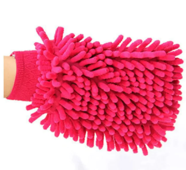 Medium Coral Chenille Car Wash Gloves