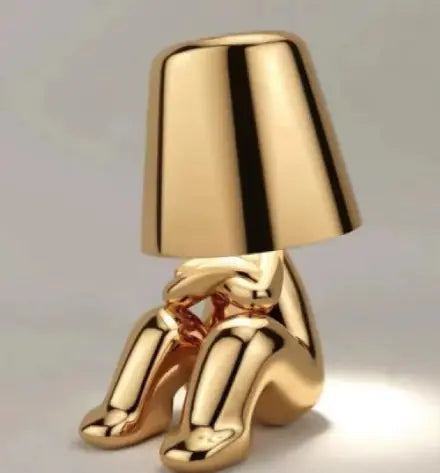 Trendy Elegant Thinker Small Gold Statue Desk Lamp