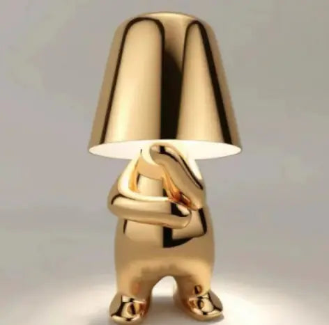 Trendy Elegant Thinker Small Gold Statue Desk Lamp