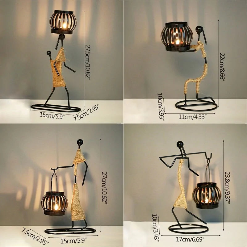 Elegant Art Nordic Metal Abstract Character Candle Holder