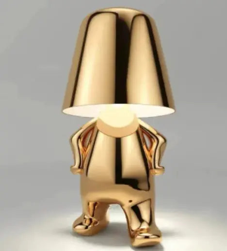 Trendy Elegant Thinker Small Gold Statue Desk Lamp