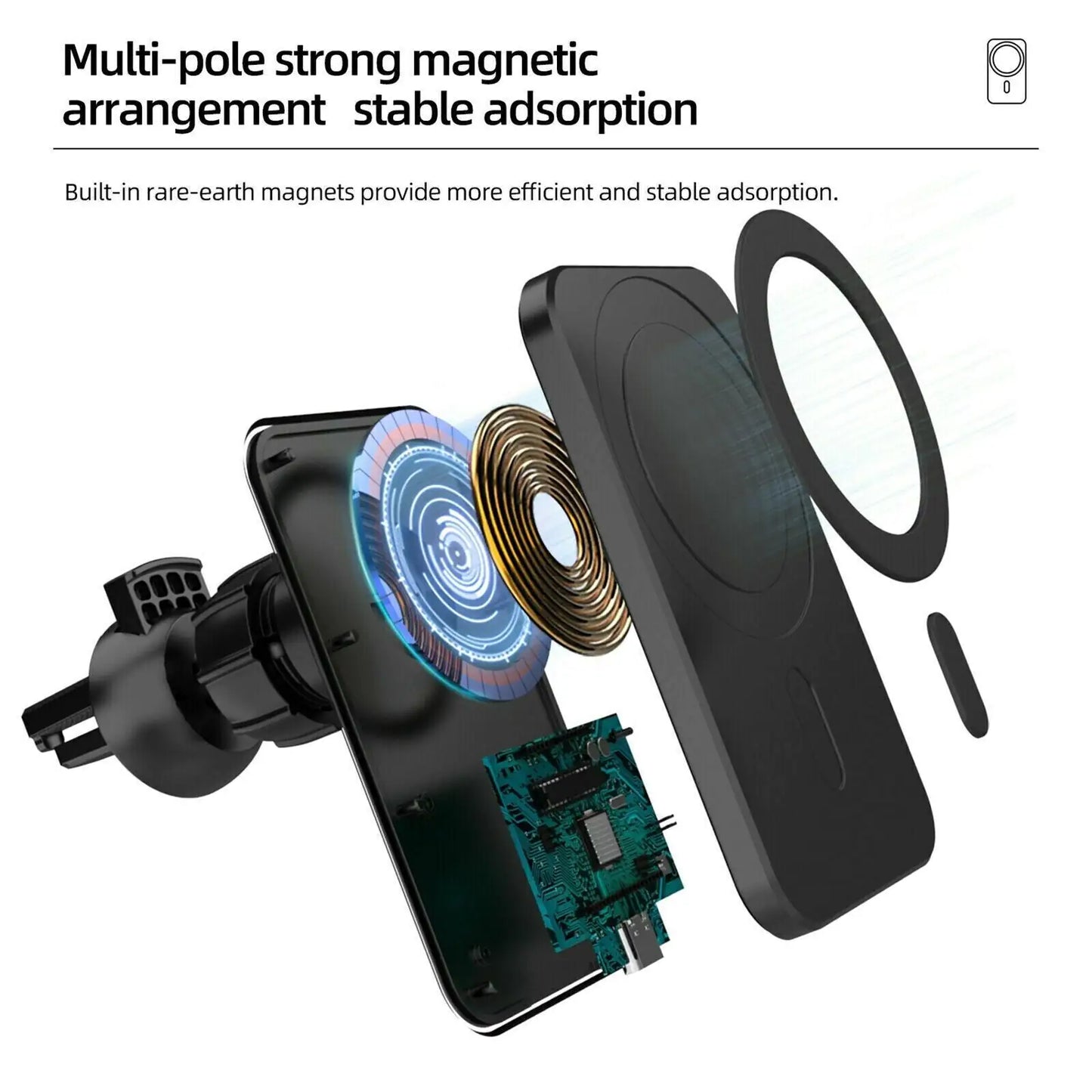 Magic Magnetic Wireless Charger Car Mount Holder For iPhone 12 13 14 Pro Max MagSafe