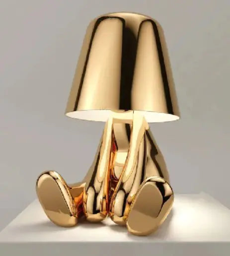 Trendy Elegant Thinker Small Gold Statue Desk Lamp