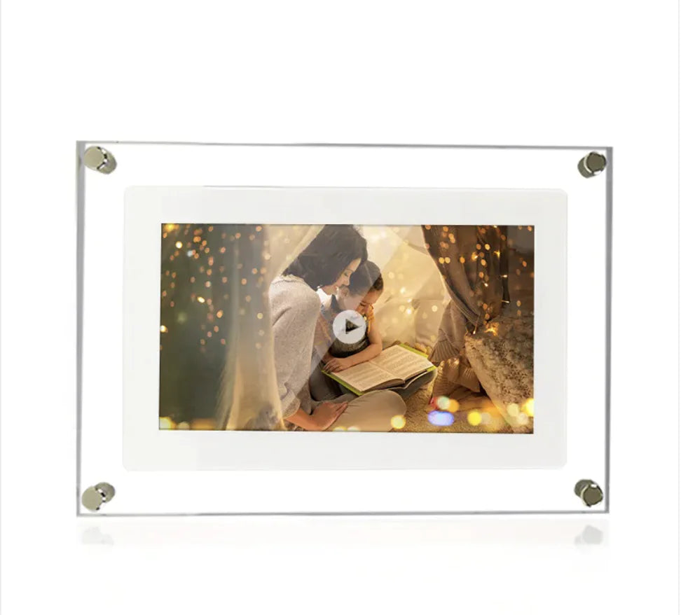 Acrylic Digital Photo Frame with Video Playback & 1GB Storage – Battery & USB-C Compatible